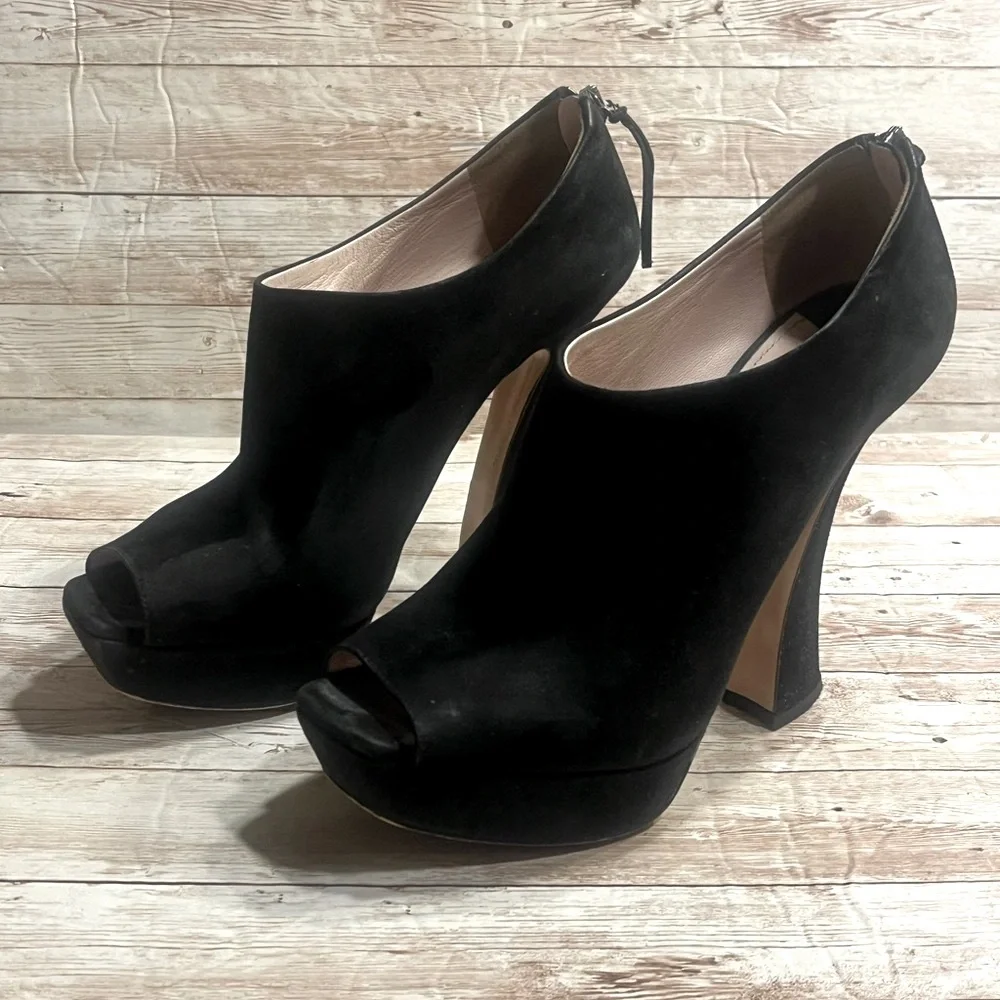 Miu Miu Black Suede Sculptural Heels